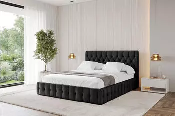 ALTDECOR LARO Polsterbett mit Bettkasten und Lattenrost, 120x200cm, schwarz (800001809961)