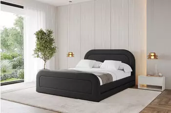 ALTDECOR Leris-Z Polsterbett mit Bettkasten und Lattenrost, schwarz, 200x200cm (800001809024)