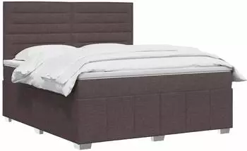 vidaXL Boxspringbett mit Matratze, dunkelbraun, Stoff, 140x200cm (3454151)
