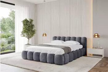 ALTDECOR SENA-v1 Polsterbett mit Bettkasten und Lattenrost 200x200 dunkelgrau (800001813227)