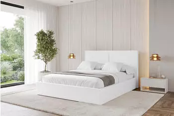 ALTDECOR Vanto Polsterbett mit Bettkasten & Lattenrost, 200x200cm, wei&szlig; Kunstleder (800001638251)