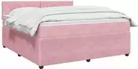 vidaXL Boxspringbett mit Matratze mit Kopfteil Rosa 140 x 190 cm Samt