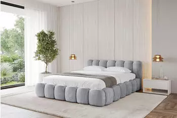 ALTDECOR SENA-v1 Polsterbett mit Bettkasten und Lattenrost, 140x200cm, hellgrau (800001813839)