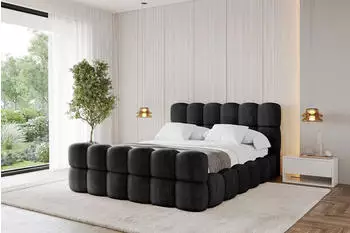 ALTDECOR LEYA-Z Polsterbett mit Bettkasten und Lattenrost, 180x200cm, schwarz (800001810084)