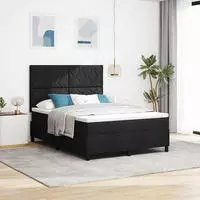 vidaXL Boxspringbett mit Kopfteil Schwarz 140 x 190 cm Stoff