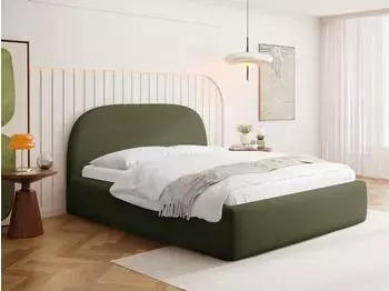 WFL GROUP Puro Polsterbett 180x200cm gr&uuml;n Chenille, Bettkasten & Metall-Lattenrost