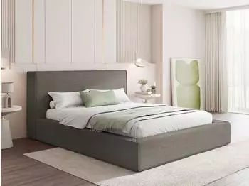 WFL GROUP Merlin Polsterbett mit Bettkasten & Metall-Lattenrost, Chenille taupe, 160x200cm (800002101115)