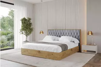 ALTDECOR ENZO5 Polsterbett mit Bettkasten und Lattenrost, 200x200cm, grau (800001808801)