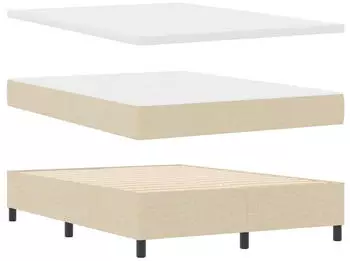 vidaXL Boxspringbett mit Kopfteil, Stoff, creme, 140x190cm