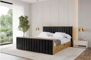 ALTDECOR ENZO4-Z Polsterbett mit Bettkasten und Lattenrost, 200x200cm, schwarz (800001810660)