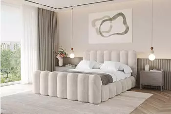 ALTDECOR SORA-Z Polsterbett mit Bettkasten und Lattenrost, 140x200cm, beige (800001636427)