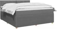 vidaXL Boxspringbett mit Matratze Dunkelgrau 140 x 200 cm Stoff