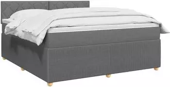 vidaXL Boxspringbett mit Matratze, Stoff, dunkelgrau, 140x200cm (3451490)