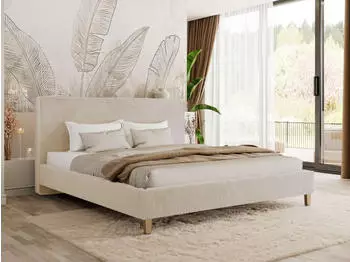 MKS Lumaro Classic Polsterbett 180x200cm, creme Pl&uuml;sch (800002056034)