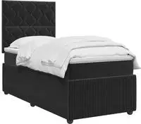 vidaXL LED Boxspringbett mit Matratze Schwarz 90 x 190 cm Samt