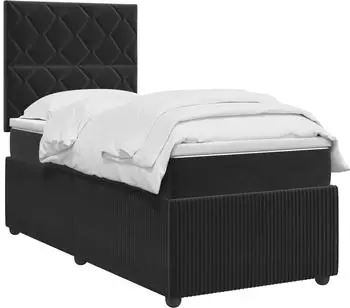vidaXL Boxspringbett mit Matratze und LED, Samt, schwarz, 90x190cm