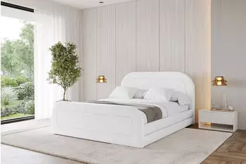 ALTDECOR Leris-Z Polsterbett mit Bettkasten & Lattenrost, 200x200cm, wei&szlig; Kunstleder (800001641331)