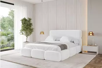 ALTDECOR ELVA Polsterbett mit Bettkasten & Lattenrost, 160x200cm, wei&szlig; (800001811215)