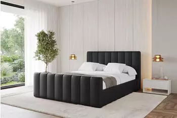 ALTDECOR Fino-Z Polsterbett mit Bettkasten und Lattenrost, 180x200cm, schwarz Kunstleder (800001641723)