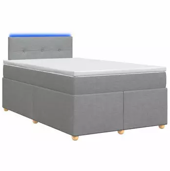 vidaXL Boxspringbett mit Matratze 120x200cm, Stoff, hellgrau