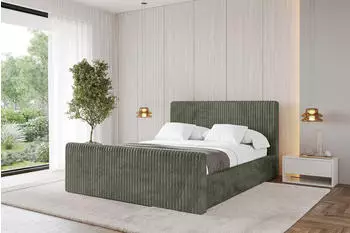 ALTDECOR Alova-Z-V1 Polsterbett mit Bettkasten und Lattenrost, 160x200cm, olivgr&uuml;n (800001729775)
