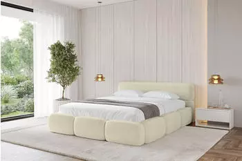 ALTDECOR ELVA-v1 Polsterbett mit Bettkasten und Lattenrost 180x200cm, beige (800001812469)