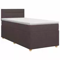 vidaXL Boxspringbett mit Matratze Dunkelbraun 90 x 190 cm Stoff