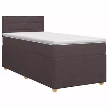vidaXL Boxspringbett mit Matratze 90x190cm, Stoff, dunkelbraun (3450842)