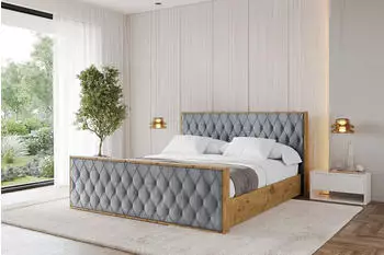 ALTDECOR ENZO5-Z Polsterbett mit Bettkasten und Lattenrost, grau, 140x200cm (800001639002)
