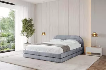 ALTDECOR LERIS-v1 Polsterbett mit Bettkasten und Lattenrost, 200x200cm, grau (800001740191)