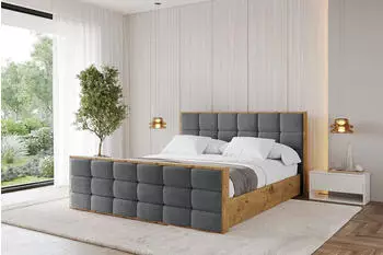 ALTDECOR Enzo2-Z Polsterbett mit Bettkasten & Matratze H3/H4, 120x200cm, dunkelgrau (800001640569)