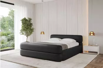 ALTDECOR ENORA-Z-V1 Polsterbett mit Bettkasten und Lattenrost, schwarz, 160x200cm (800001636979)