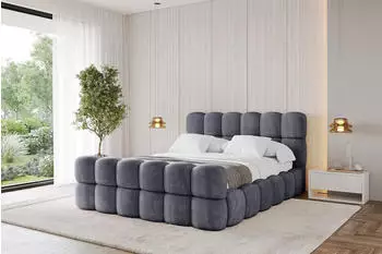 ALTDECOR LEYA-Z Polsterbett mit Bettkasten und Lattenrost, 140x200cm, dunkelgrau (800001810134)