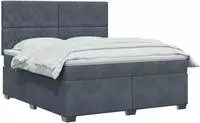 vidaXL Boxspringbett mit Matratze Dunkelgrau 180 x 200 cm Samt