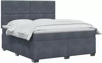 vidaXL Boxspringbett mit Matratze dunkelgrau 180x200cm, Samt (3455151)