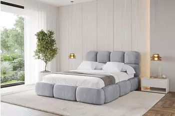 ALTDECOR NOMA Polsterbett mit Bettkasten und Lattenrost, 180x200cm, hellgrau (800001739946)