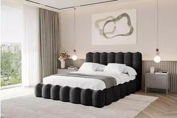 ALTDECOR SORA Polsterbett mit Bettkasten und Lattenrost, 140x200cm, schwarz (800001636590)
