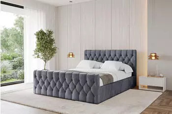 ALTDECOR RENO-Z Polsterbett mit Bettkasten und Lattenrost, 200x200cm, dunkelgrau (800001809336)