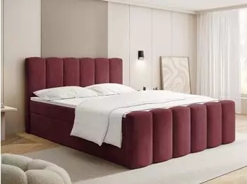 WFL GROUP Serenity Boxspringbett mit Bettkasten, bordeauxrot Samt, 180x200cm (800002023953)
