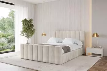 ALTDECOR Fino-Z Polsterbett mit Bettkasten, Lattenrost & Matratze H3/H4, beige, 160x200cm (800001641838)