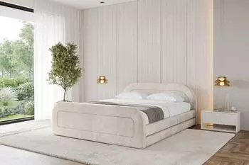 ALTDECOR LERIS-Z-v1 Polsterbett mit Bettkasten und Lattenrost, 140x200cm, beige (800001641934)