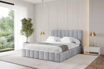 ALTDECOR FINO Polsterbett mit Bettkasten, Lattenrost & Matratze H3/H4, 180x200cm, hellgrau (800001812352)