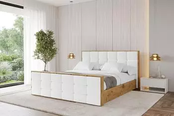 ALTDECOR Enzo2-Z Polsterbett mit Bettkasten und Lattenrost, 140x200cm, wei&szlig; (800001642585)