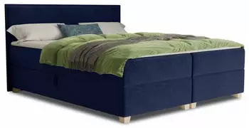 Sofnet Fren Boxspringbett mit 2 Bettk&auml;sten, Bonell-Matratze & Topper, 140x200cm, dunkelblau (Kronos 09)