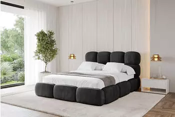 ALTDECOR NOMA Polsterbett mit Bettkasten und Lattenrost, 140x200cm, schwarz (800001740063)