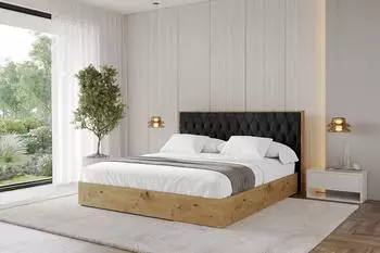 ALTDECOR ENZO5 Polsterbett mit Bettkasten & Lattenrost, 180x200cm, schwarz (800001637623)