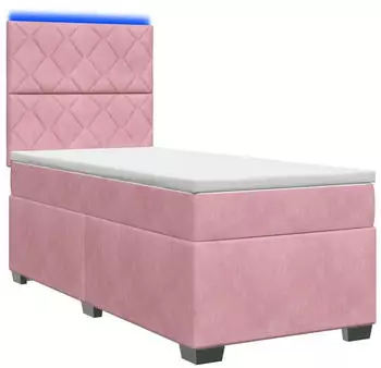 vidaXL Boxspringbett mit Matratze und Kopfteil, rosa, 100x200cm, Samt (3455059)
