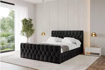 ALTDECOR LARO-Z Polsterbett mit Bettkasten und Lattenrost, 160x200cm, schwarz (800001811336)