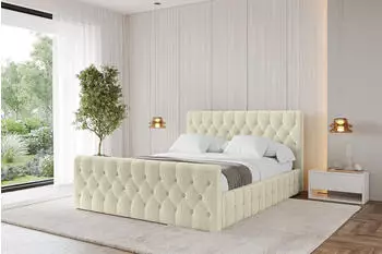 ALTDECOR LARO-Z Polsterbett mit Bettkasten und Lattenrost, 180x200cm, beige, Matratze H3/H4 (800001811198)