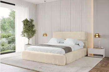 ALTDECOR ENORA Polsterbett mit Bettkasten und Lattenrost, beige, 200x200cm (800001810102)